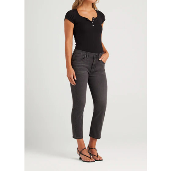EDWIN NWT Elin Straight Long Black Denim Jean in Knight Rider // 00 (24) - Picture 3 of 14